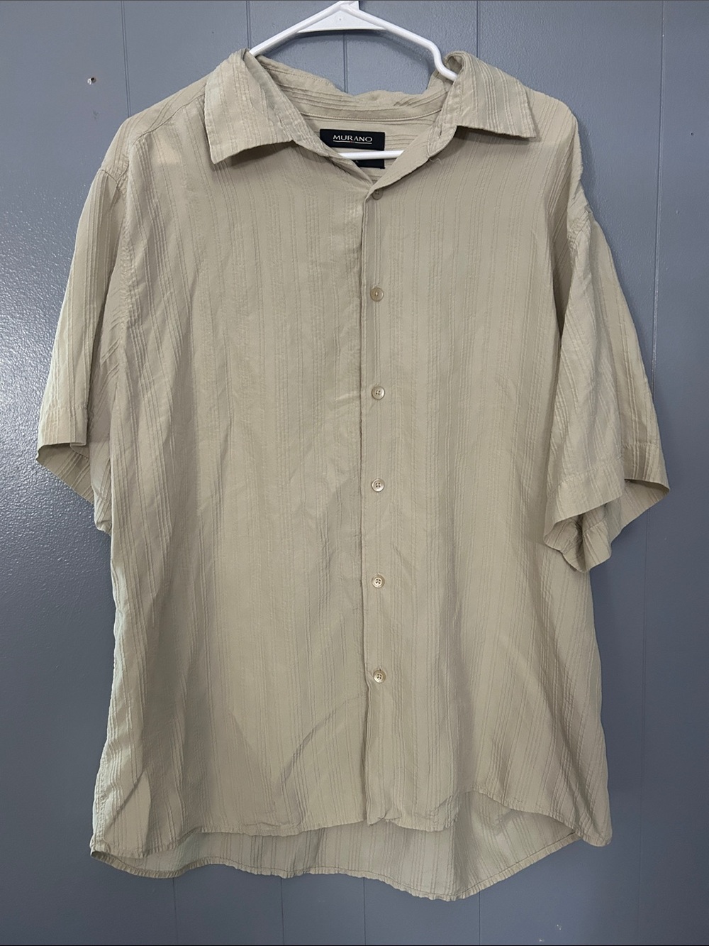 Murano Men’s Short-Sleeve Button-Down Shirt in Light Tan